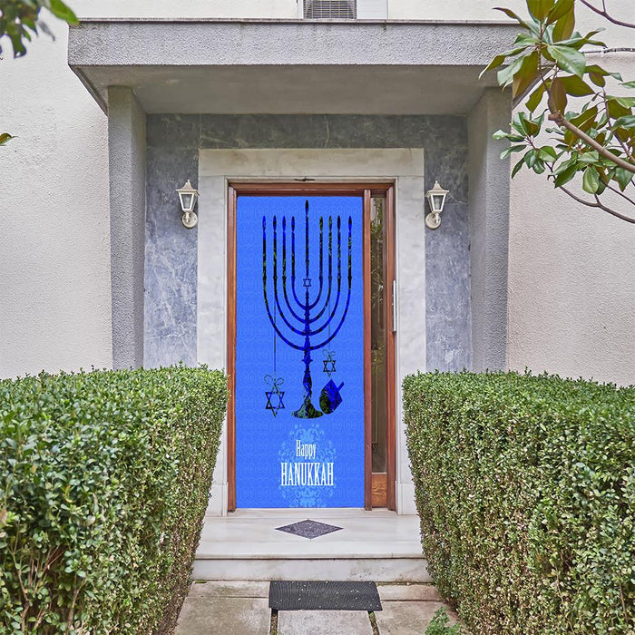 DoorFoto Door Cover Happy Hanukkah Menorah Candles