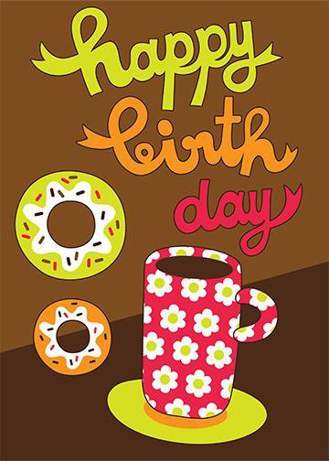 DoorFoto Door Cover Happy Birthday Coffee & Donuts