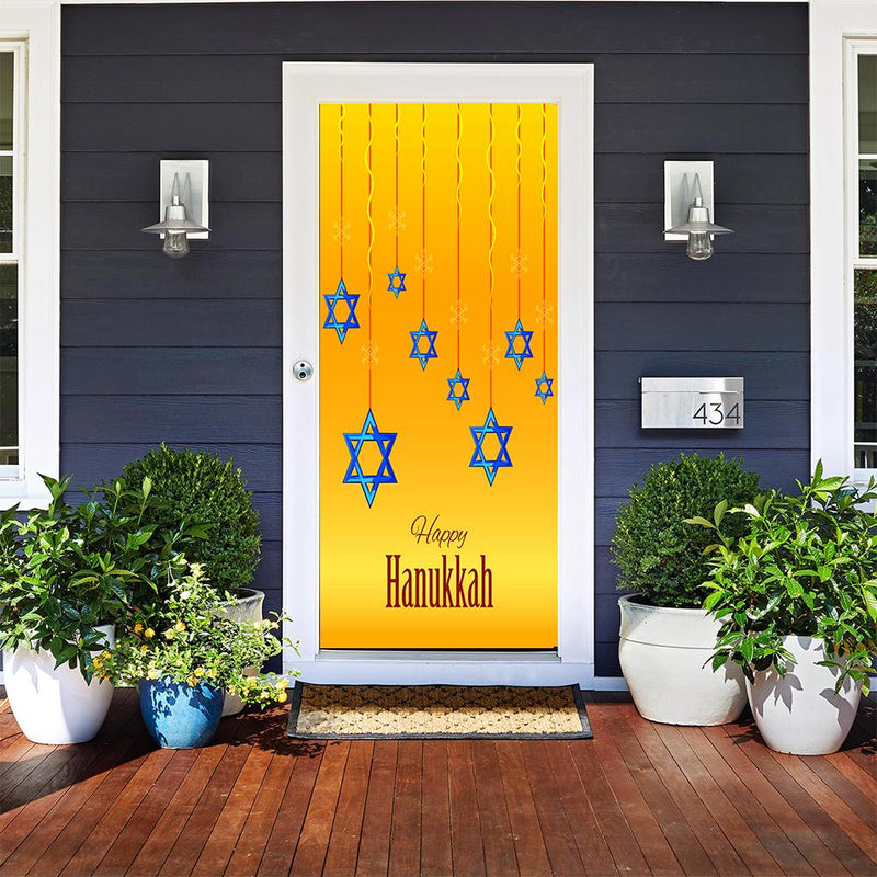 DoorFoto Door Cover Happy Hanukkah Star of David