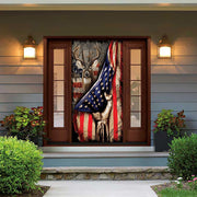 DoorFoto Door Cover Deer American Flag