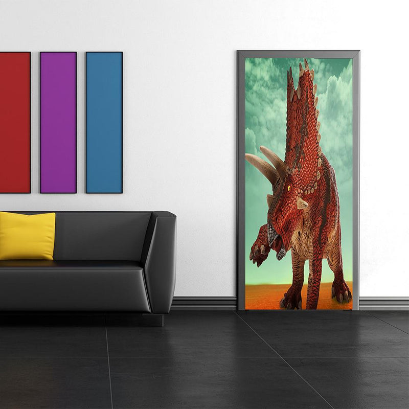 DoorFoto Door Cover Triceratops Decor