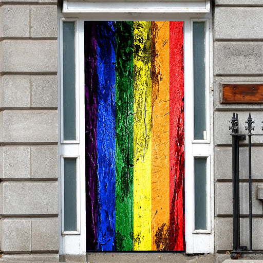 DoorFoto Door Cover Customizable - Grunge Gay Pride Flag