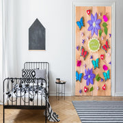 DoorFoto Door Cover Butterflies and Flowers Birthday