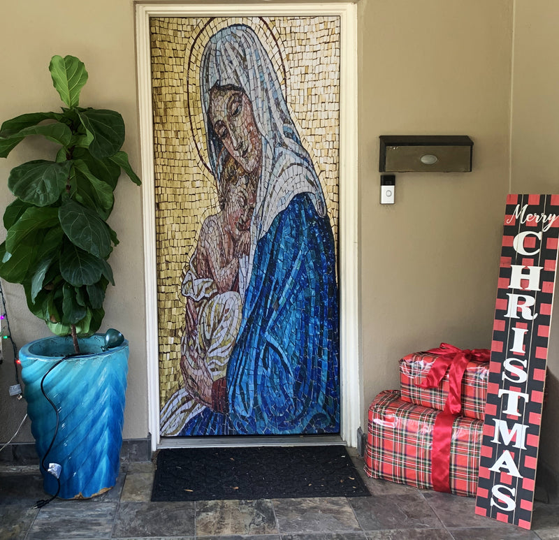 DoorFoto Door Cover Mosaic of Virgin Mary