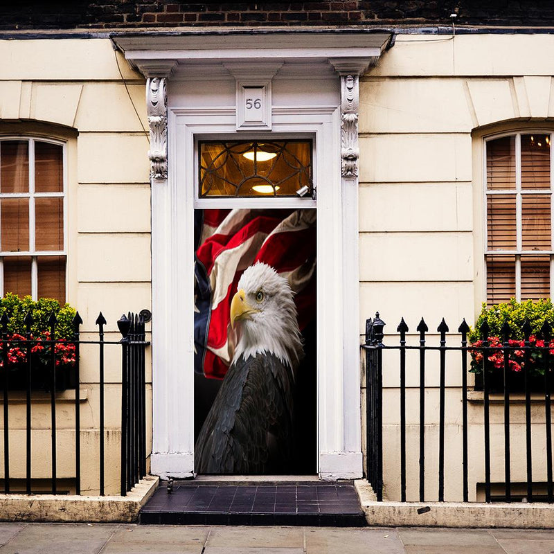 DoorFoto Door Cover American Flag with Bald Eagle