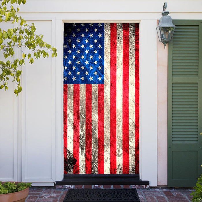 DoorFoto Door Cover Rustic American Flag