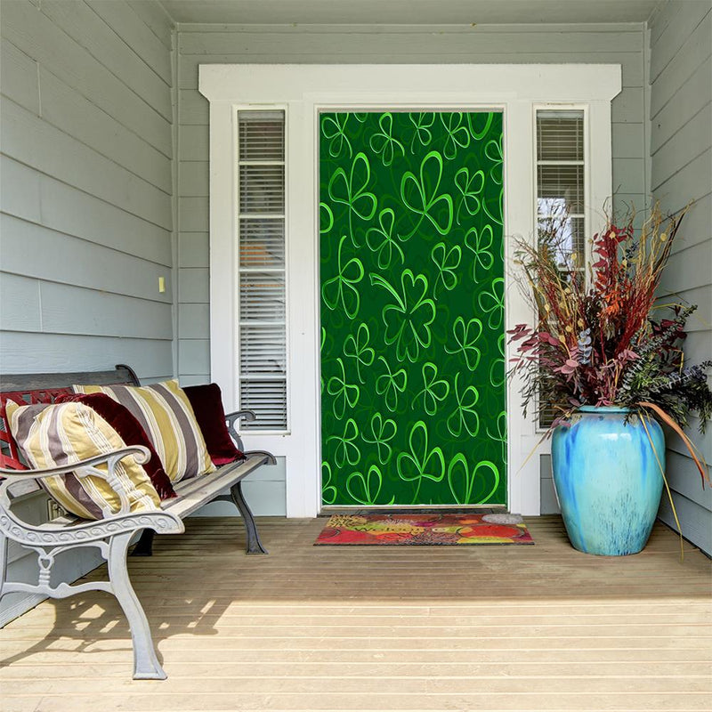 DoorFoto Door Cover Shamrock Decorations