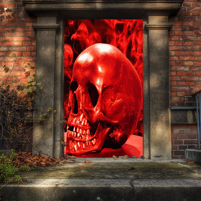 DoorFoto Door Cover Red Skull