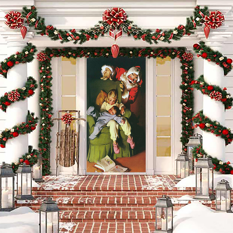 DoorFoto Door Cover Vintage Santa Claus