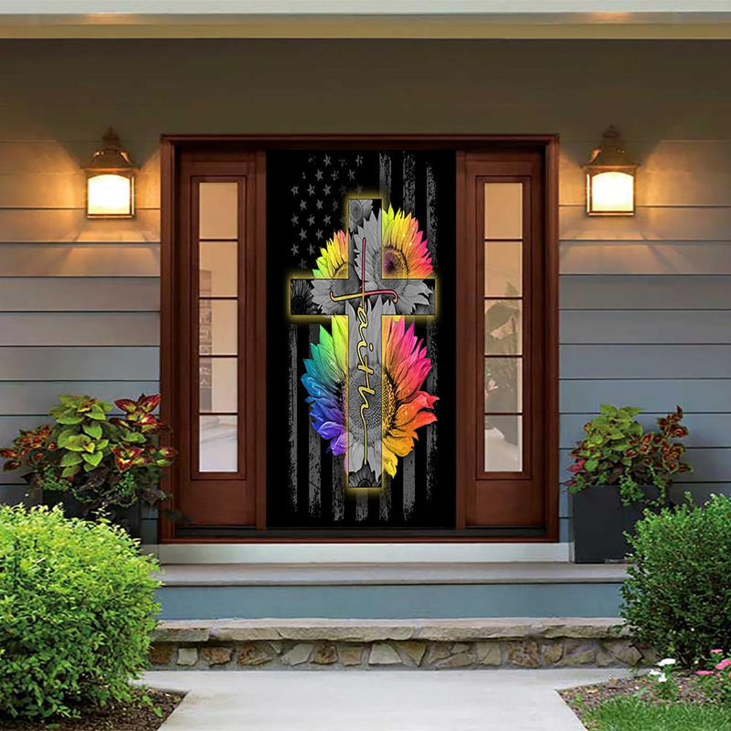DoorFoto Door Cover Faith Flag
