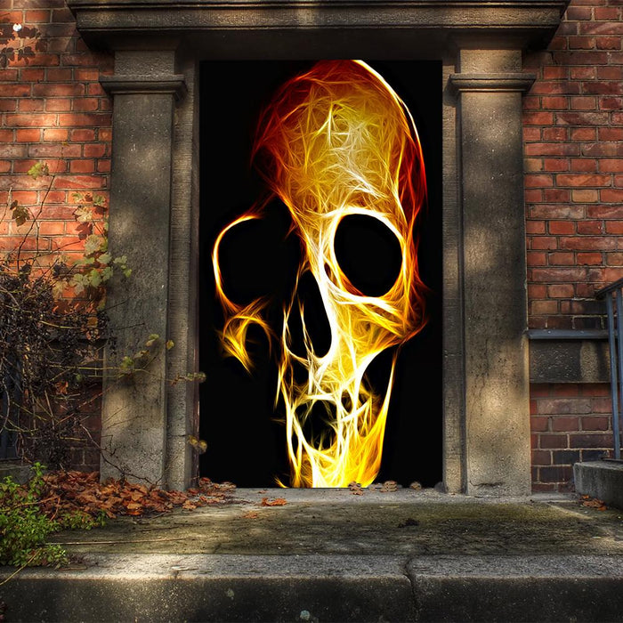 DoorFoto Door Cover Fiery Skull