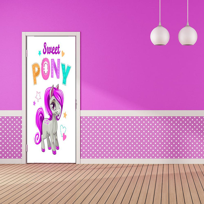 DoorFoto Door Cover Sweet Pony Decoration