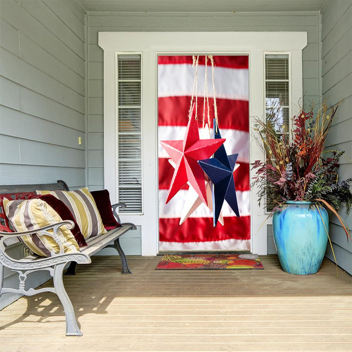DoorFoto Door Cover Hanging Stars on American Flag