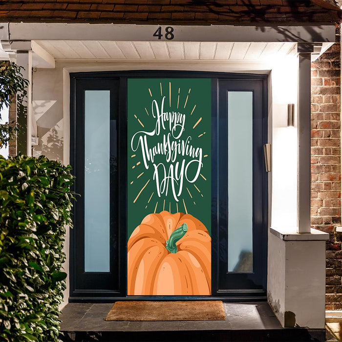 DoorFoto Door Cover Thanksgiving Pumpkin