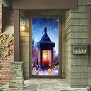 DoorFoto Door Cover Snowy Lantern