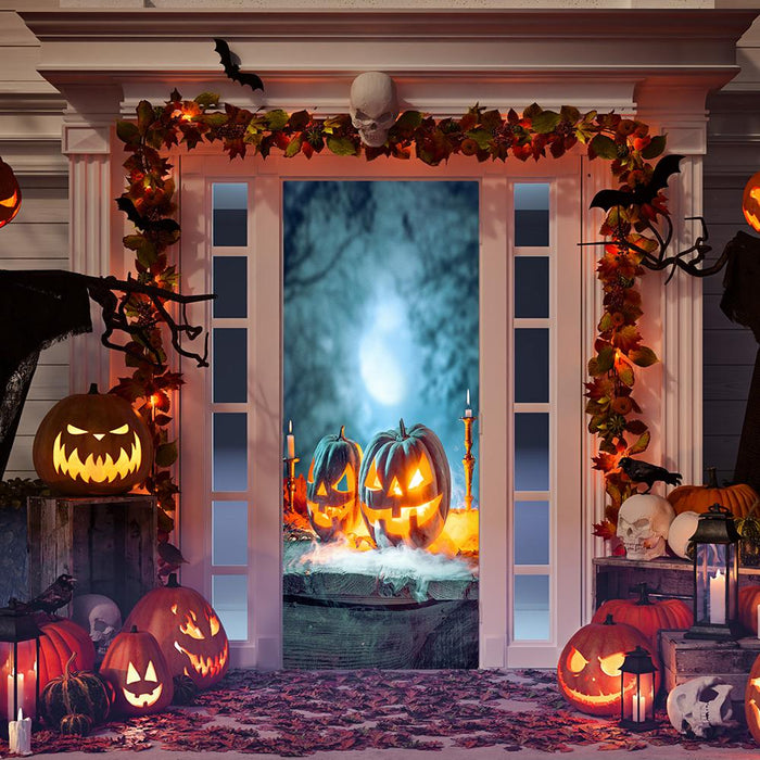 DoorFoto Door Cover Scary Halloween Pumpkins