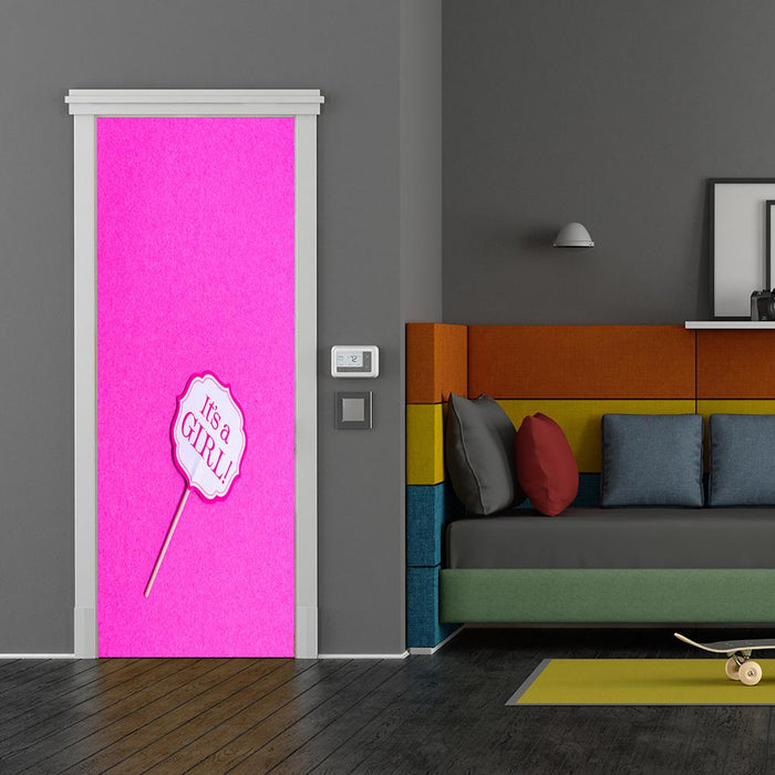 DoorFoto Door Cover Customizable - It's a Girl - Pink Lollipop
