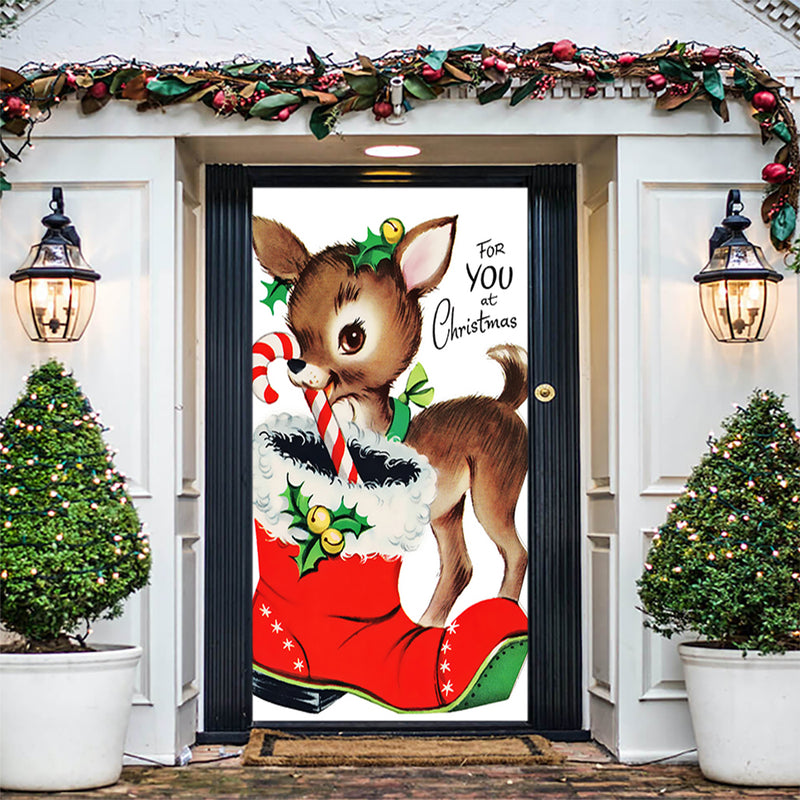 DoorFoto Door Cover Reindeer Boot
