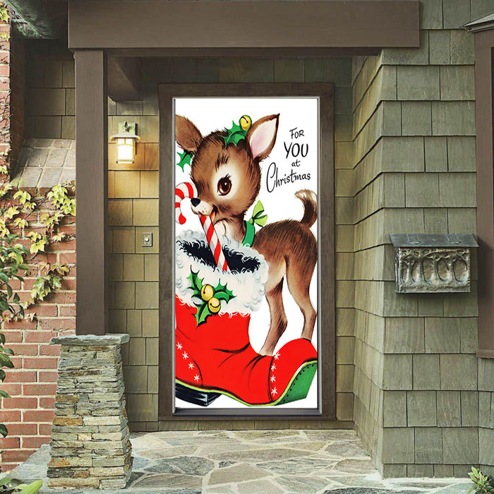 DoorFoto Door Cover Reindeer Boot