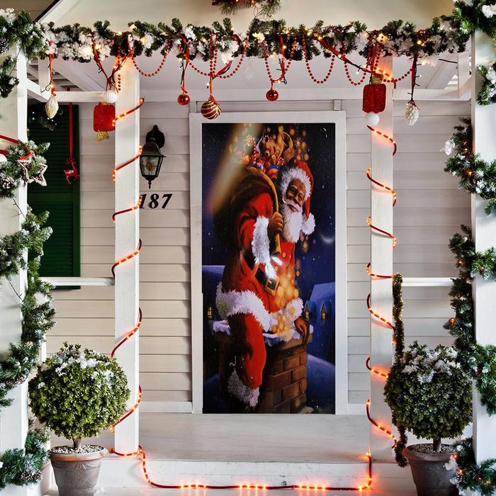 DoorFoto Door Cover African American Santa