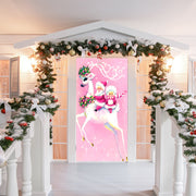 DoorFoto Door Cover Pink Santa