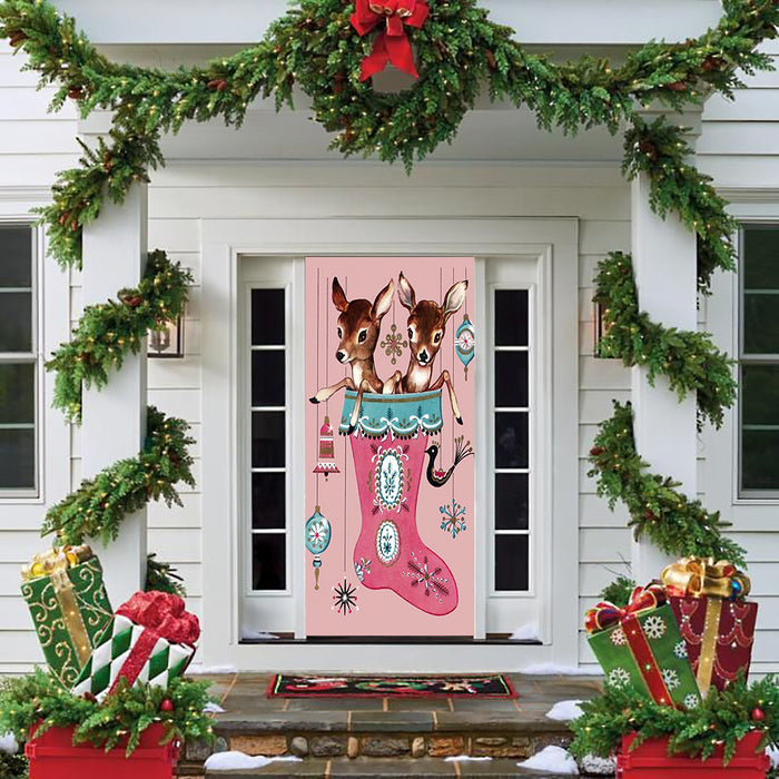 DoorFoto Door Cover Reindeer Stocking