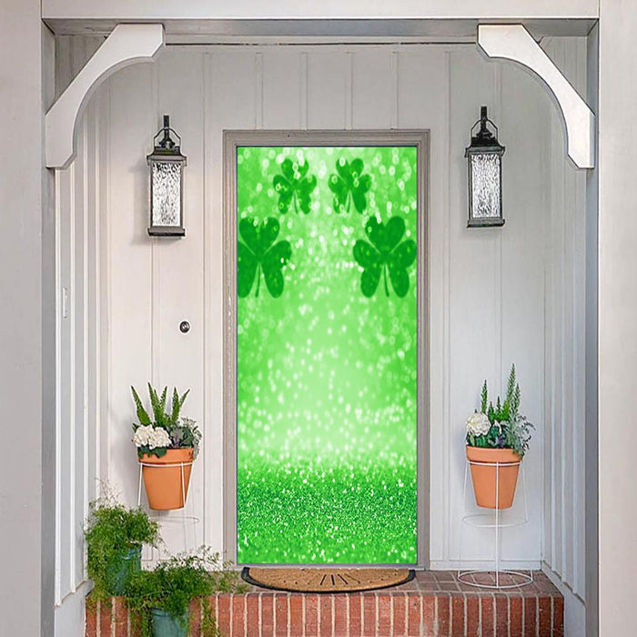 DoorFoto Door Cover Customizable - Glittering Clovers