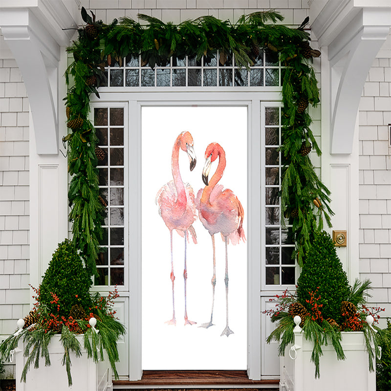 DoorFoto Door Cover Flamingo Couple