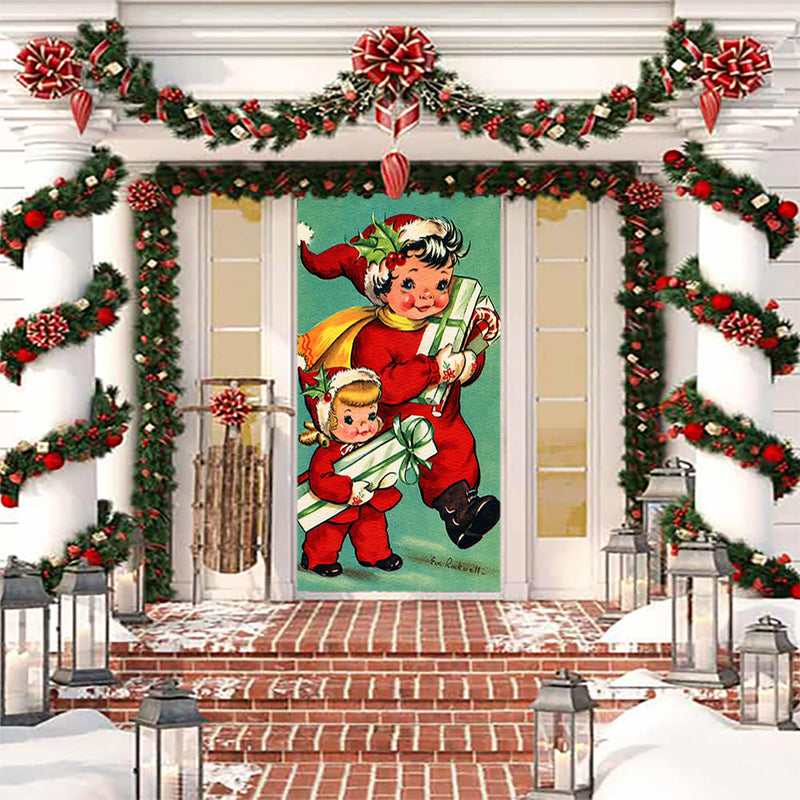 DoorFoto Door Cover Antique Christmas