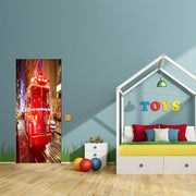 DoorFoto Door Cover Fire Truck Wall Decor