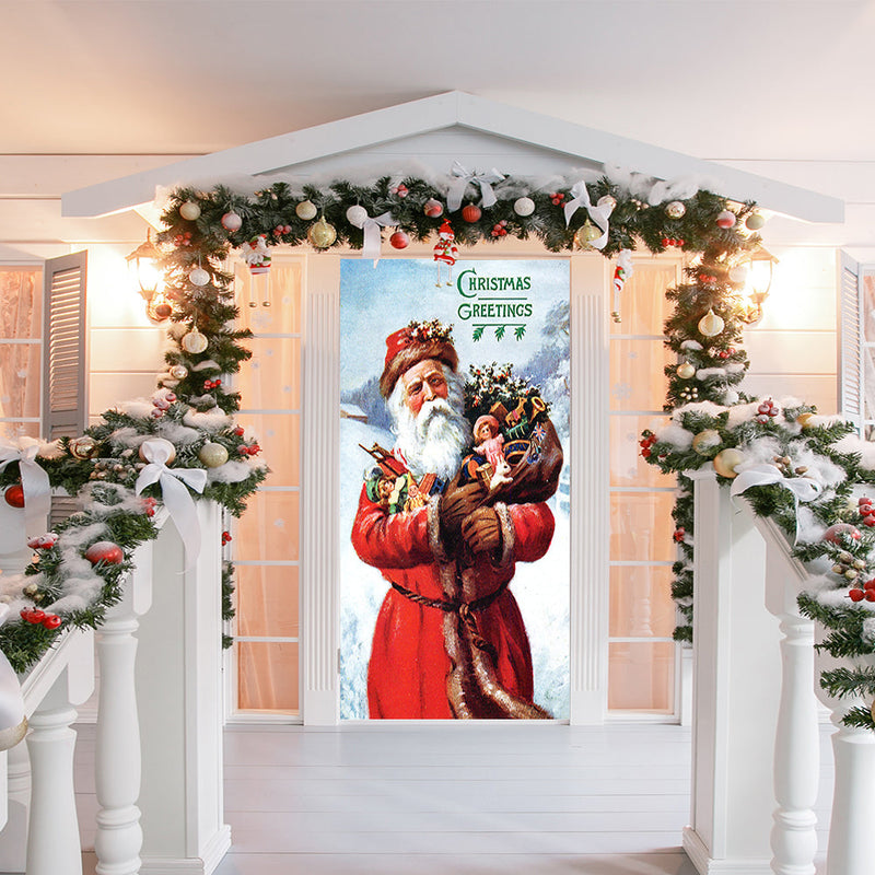DoorFoto Door Cover Merry Christmas Vintage