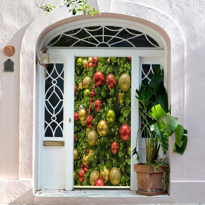 DoorFoto Door Cover Christmas Tree Balls