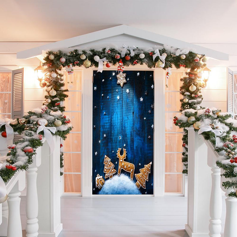 DoorFoto Door Cover Customizable - Blue Christmas
