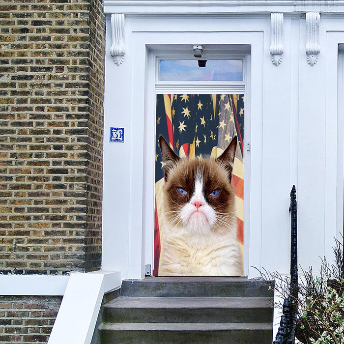 Grumpy Cat Door Cover Patriotic Grumpy Cat