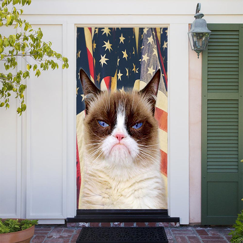 Grumpy Cat Door Cover Patriotic Grumpy Cat
