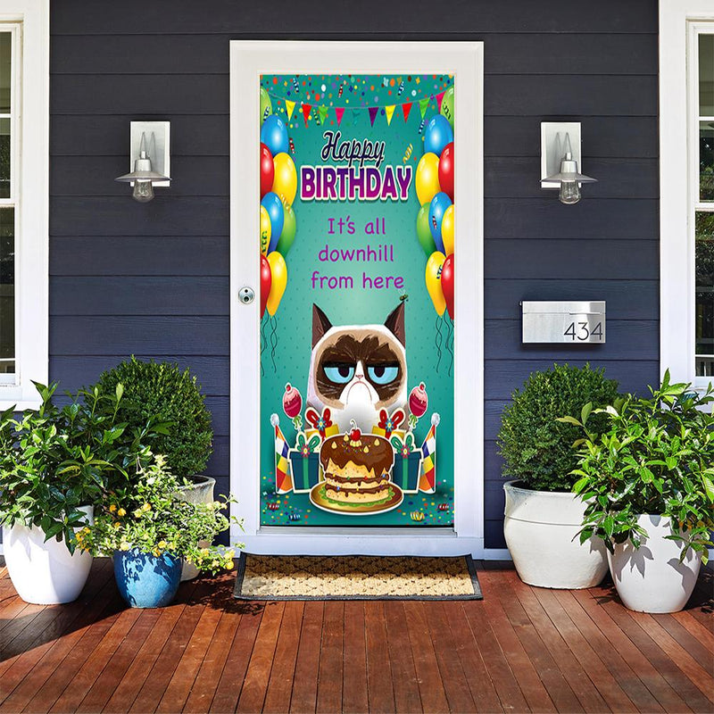 Grumpy Cat Door Cover Downhill Grumpy