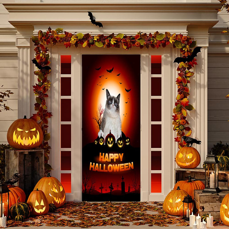 Grumpy Cat Door Cover Grumpy Happy Halloween