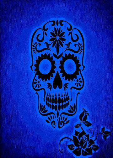 DoorFoto Door Cover Blue Skull