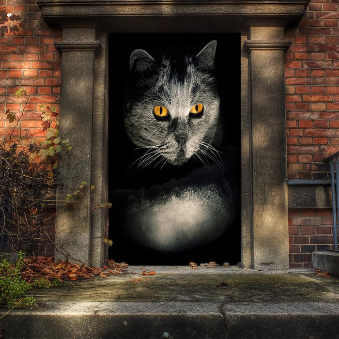 DoorFoto Door Cover Halloween Black Cat