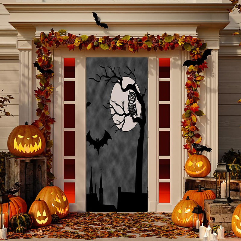 DoorFoto Door Cover Owl Full Moon