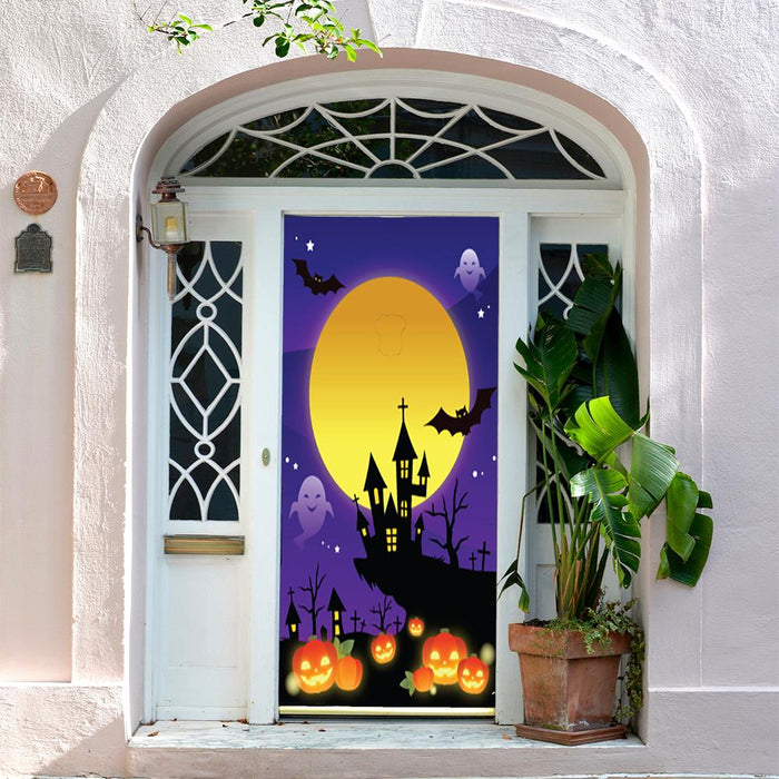 DoorFoto Door Cover Full Moon Purple Background