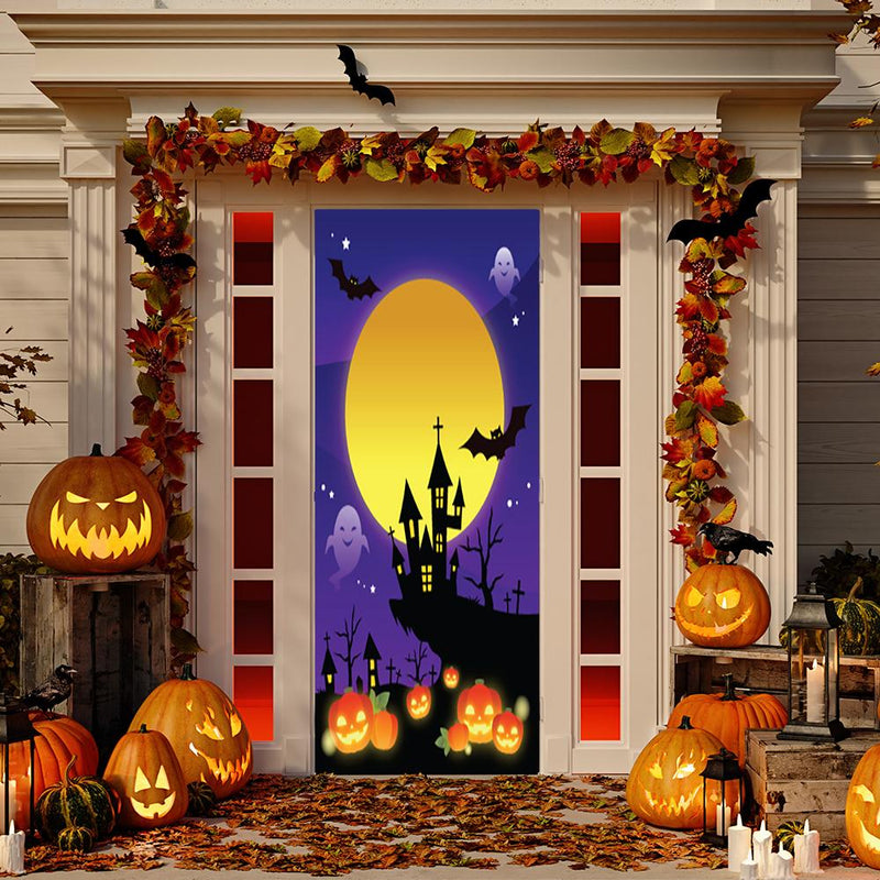 DoorFoto Door Cover Full Moon Purple Background