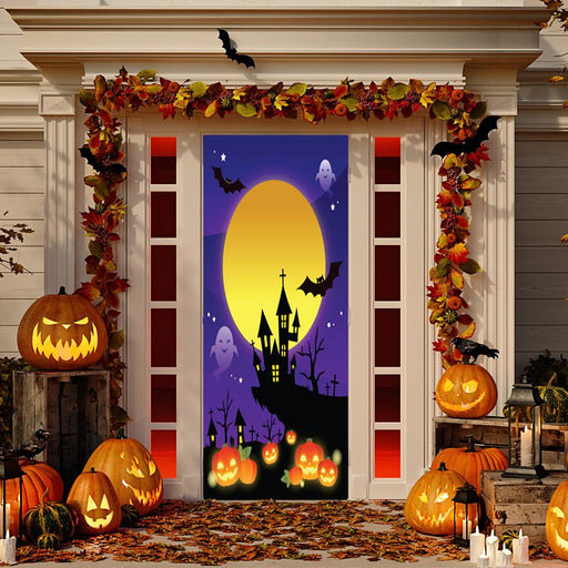 DoorFoto Door Cover Full Moon Purple Background
