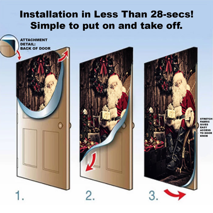 DoorFoto Door Cover Customizable - Christmas Fabric Door Cover