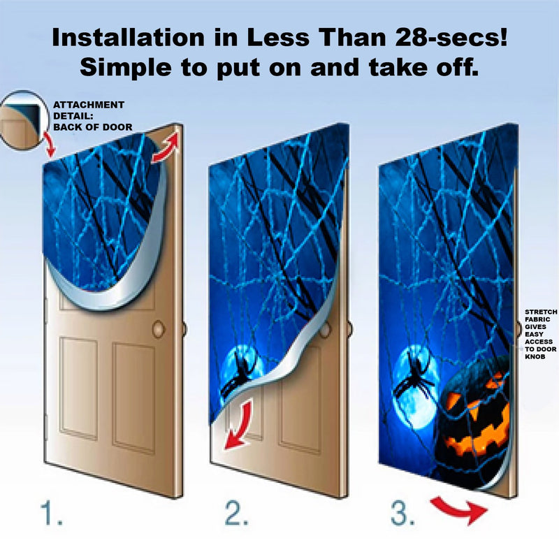 DoorFoto Door Cover Scary Halloween Pumpkins