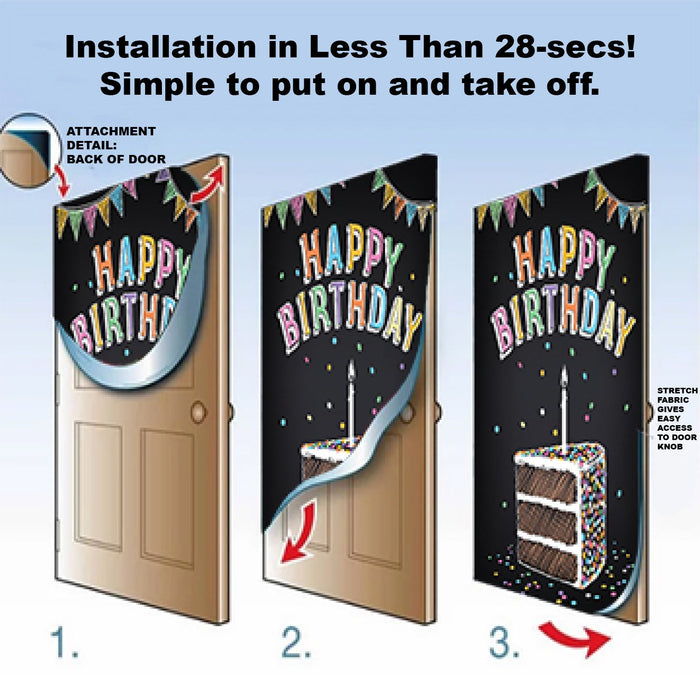 DoorFoto Door Cover Customizable - Birthday Cake with Happy Birthday