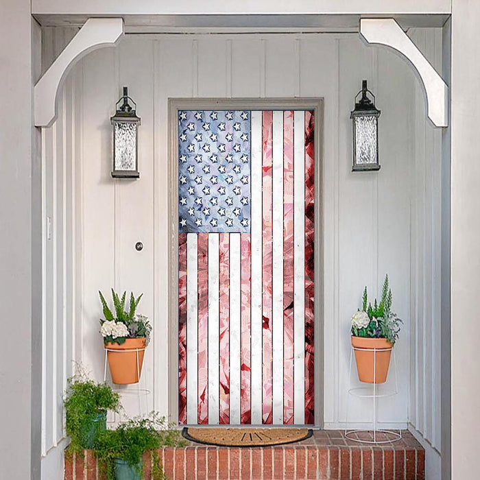 DoorFoto Door Cover Whitewashed American Flag