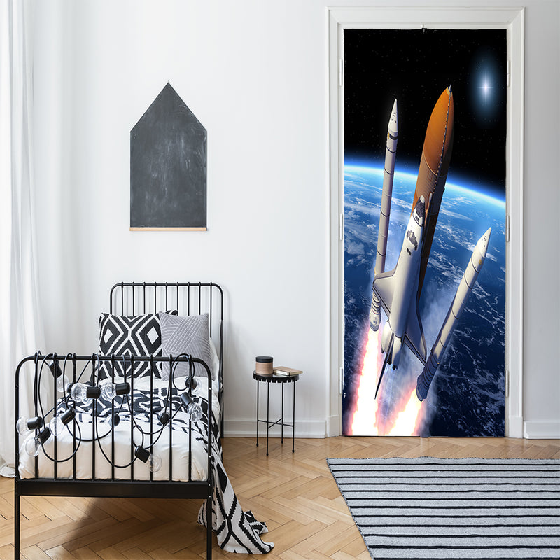 DoorFoto Door Cover Space Shuttle Rocket Ship Decor
