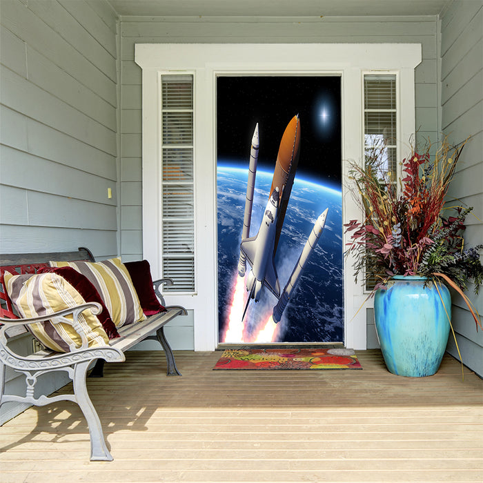 DoorFoto Door Cover Space Shuttle Rocket Ship Decor