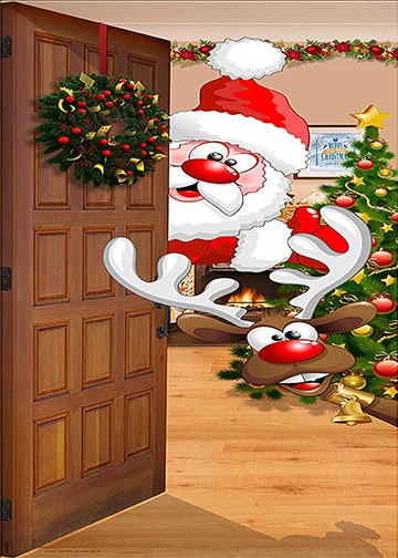 DoorFoto Door Cover Santa Door Decor